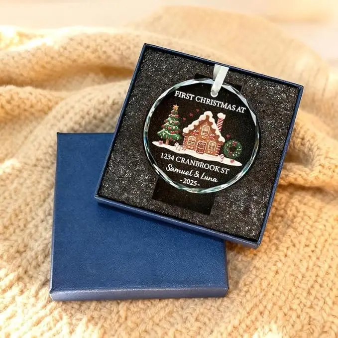 زينة منزلية جديدة، عيد الميلاد الأول المخصص في منزل جديد، ديكور تذكار زجاجي، فريد من نوعه لأصدقاء العائلة