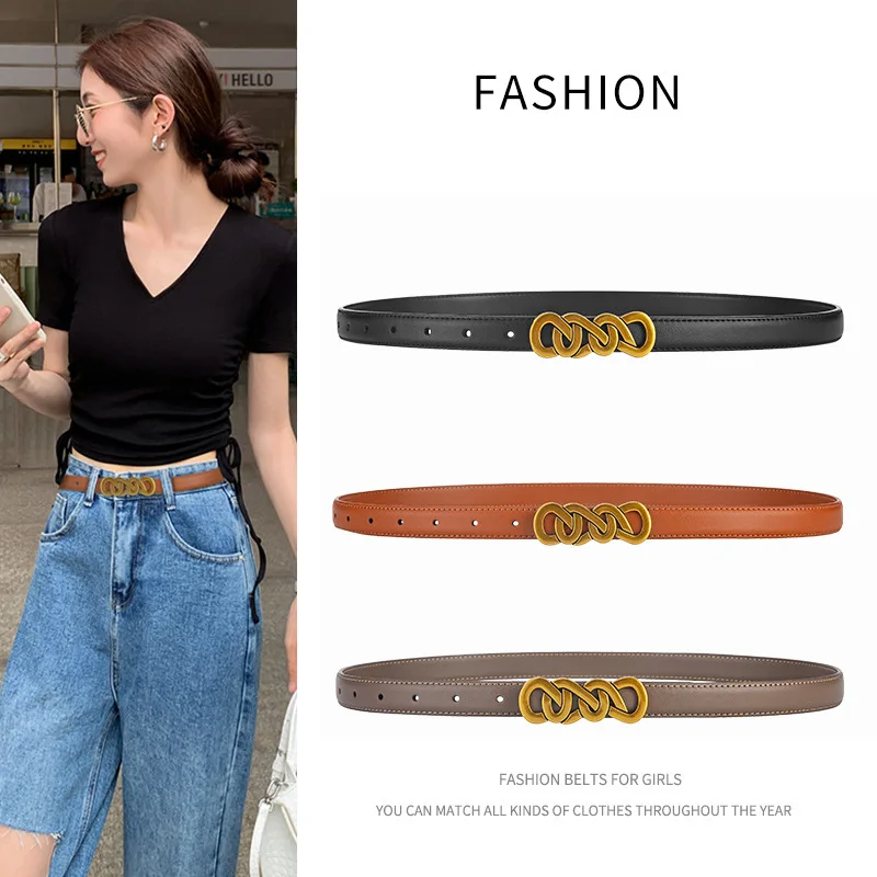 

Women's Leather Belts Women's Twist Retro Buckle Simple Fashion Hundred Matches Jeans Suits Dresses Decorative Designer Belts