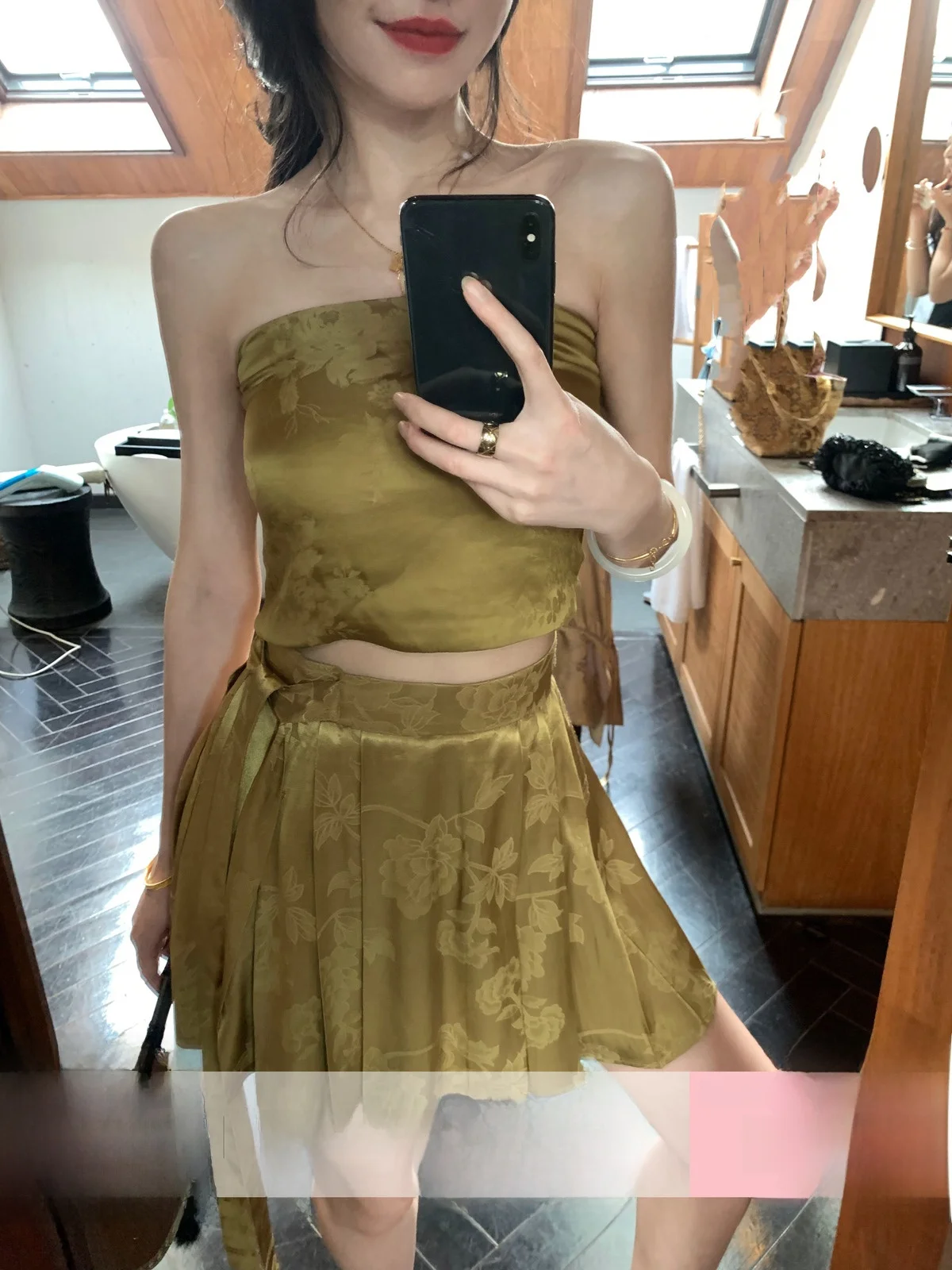 

Moss Studio Chinese Sle ort f Skirt Women's Slimming Summer Versatile Ci Commute A-Line Skirt 25-29 Years Old