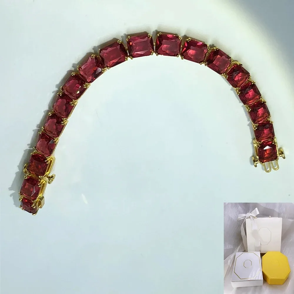 Новый модный теннисный красный браслет Millenia с восьмиугольной огранкой и позолоченными аксессуарами высокого класса, ювелирные изделия на день памяти, подарок