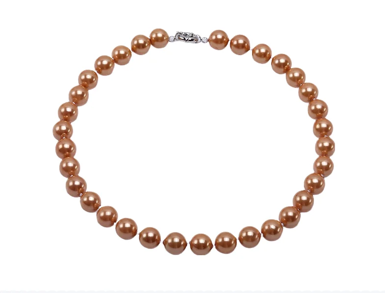 

Terisa Pearl Jewelry 12mm Reddish Bronze Round Sea Shell Pearl Necklace for Women T-SP007