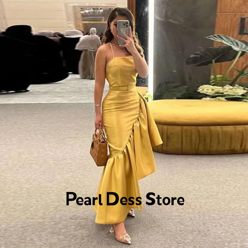 

Fish Tail Evening Dresses Woman Elegant Womens Party Dresses for Formal Occasions Ruffles Luxury Dress for Weddings Gold Prom