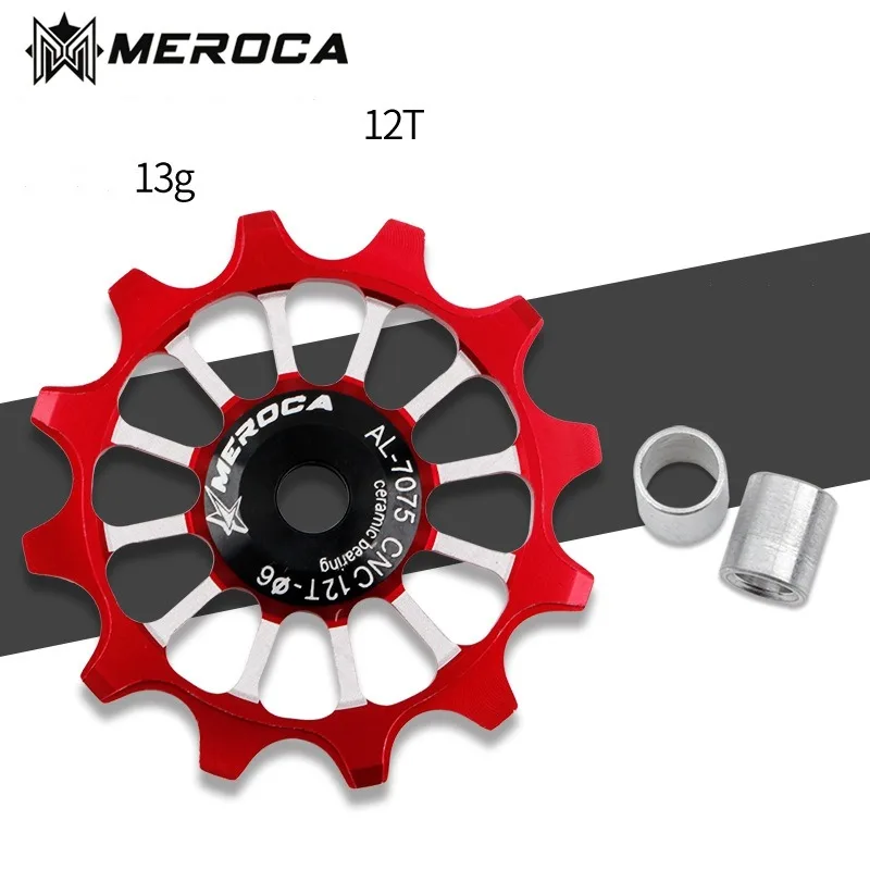 MEROCA 12T MTB Road Bike Rear Derailleur Ceramic Bearing Pulley Wide Narrow Tooth Bicycle Guide Wheel For Shimano Sram