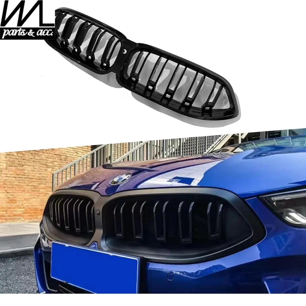 

Front Bumper Grille Mesh Grill Racing Grills for BMW 8 Series G14 G15 G16 2023+ Glossy Black Dual Line ABS Trim Car Accessories