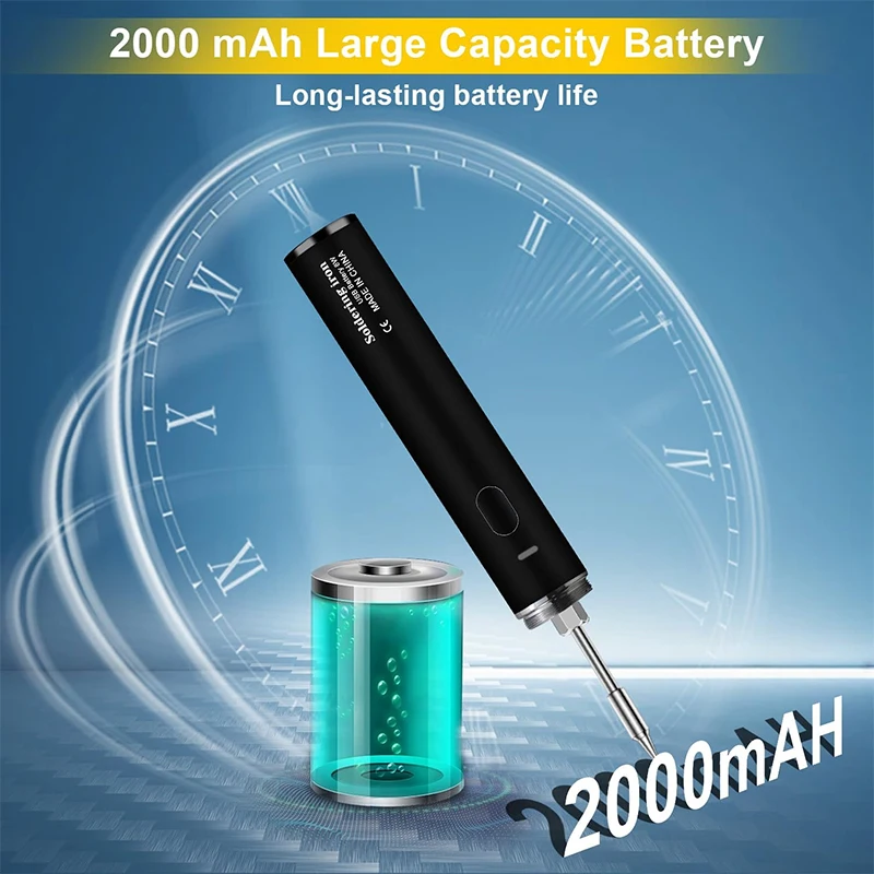 USB Rechargeable Soldering Iron Kit 2000mAh Portable Soldering Iron Sets With Solder Wire, Flux, Stand