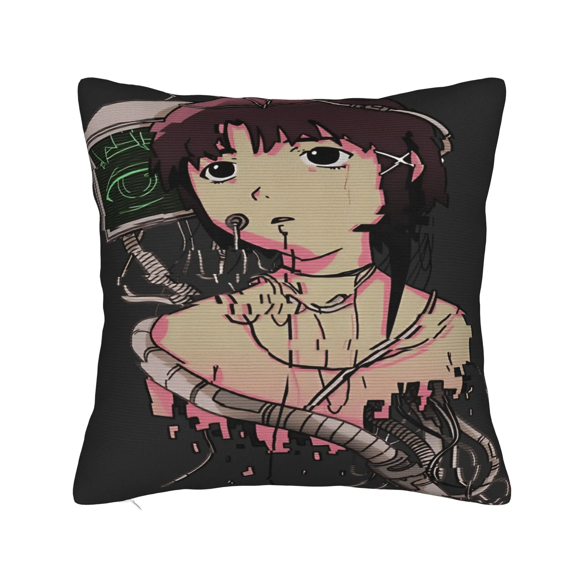 Anime Serial Experiments Lain Pillow Case  Retro Trendy Pillow Cover Comfy Pillowcases For Office Car Home Decor