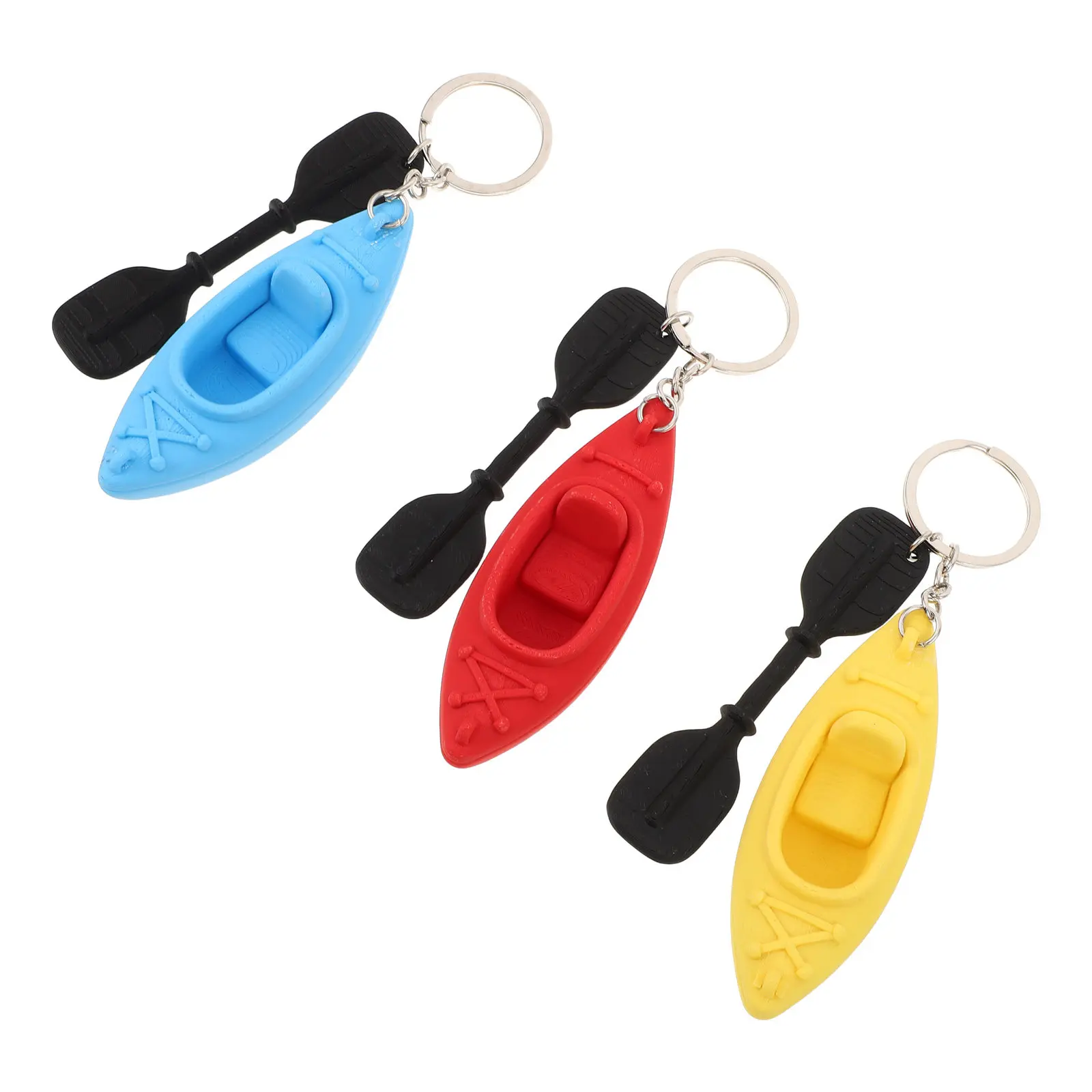3pcs Creative Kayak Figure Keychains, Mini Boat Shaped Key Chain Ring Pendant Present For Sail Kayak Boating Party Favors