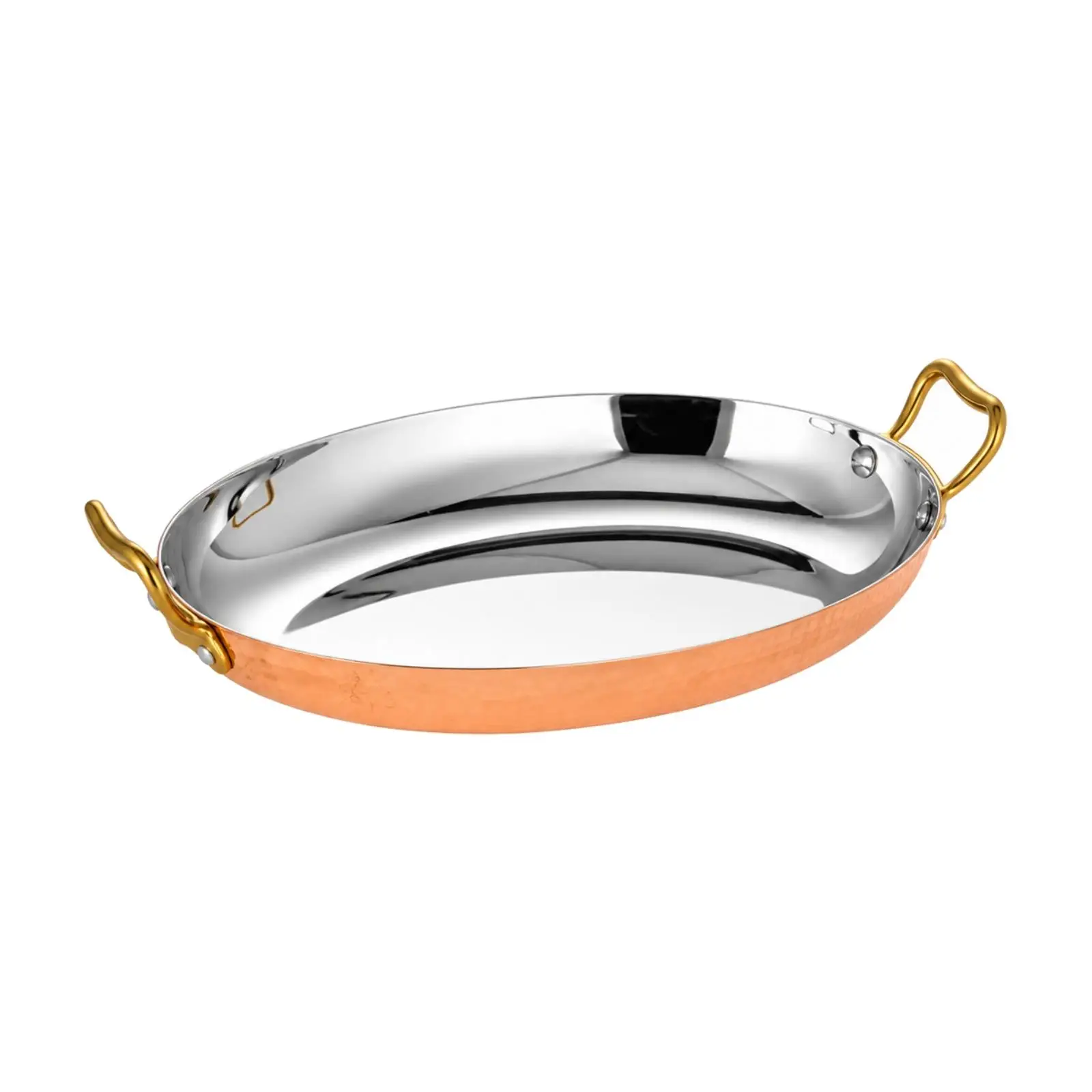 Oval Stainless Steel Serving Dish with Loop Handles Silver Shallow Oval Serving Dish with Handles Versatile Mirror Polished