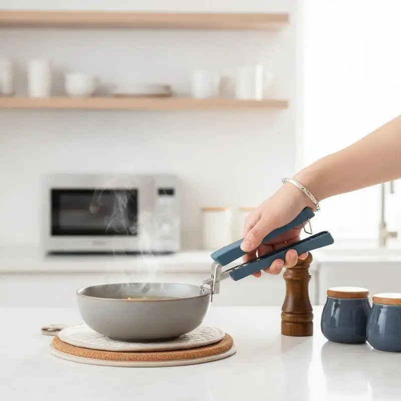Durable Stainless Steel Bowl Gripper Clip Anti Scald Non Slip Handle Lifts Hot Bowls Plates From Steamer Microwave Oven