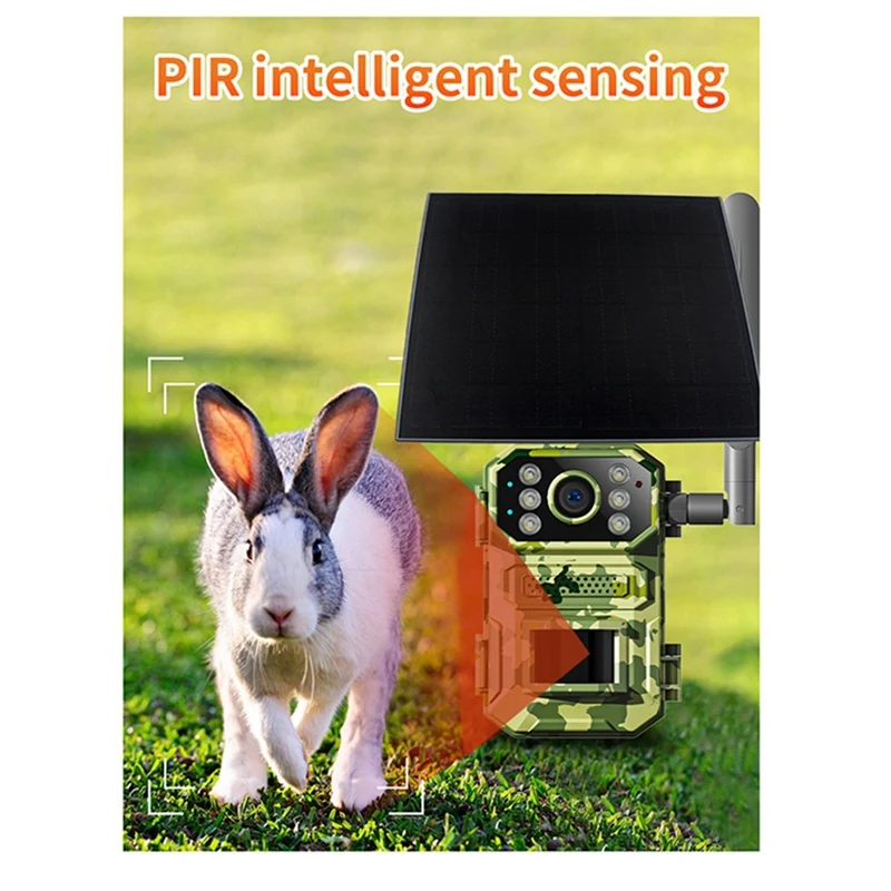 Solar Hunting Trail Camera 1080P 940Nm Infrared Night Vision Motion Activated Trigger Security Cam Easy Install