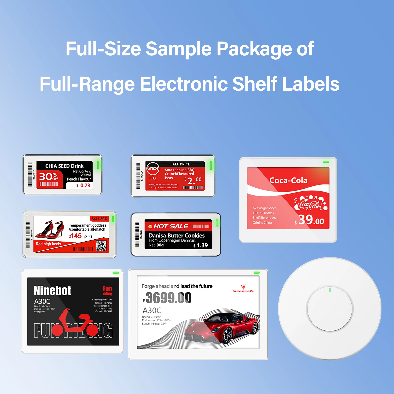 

PANDA 3-Color E-Ink Screen Sample Kit Full Size Series with Gateway Low Power Display Badges Power-Off Persistent Shelf Labels