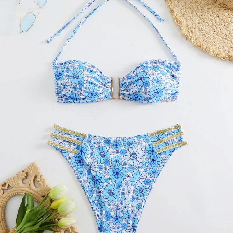 

New style two-piece swimsuit with sexy floral print for womenbikiniWholesale Bikini Swimsuit Set