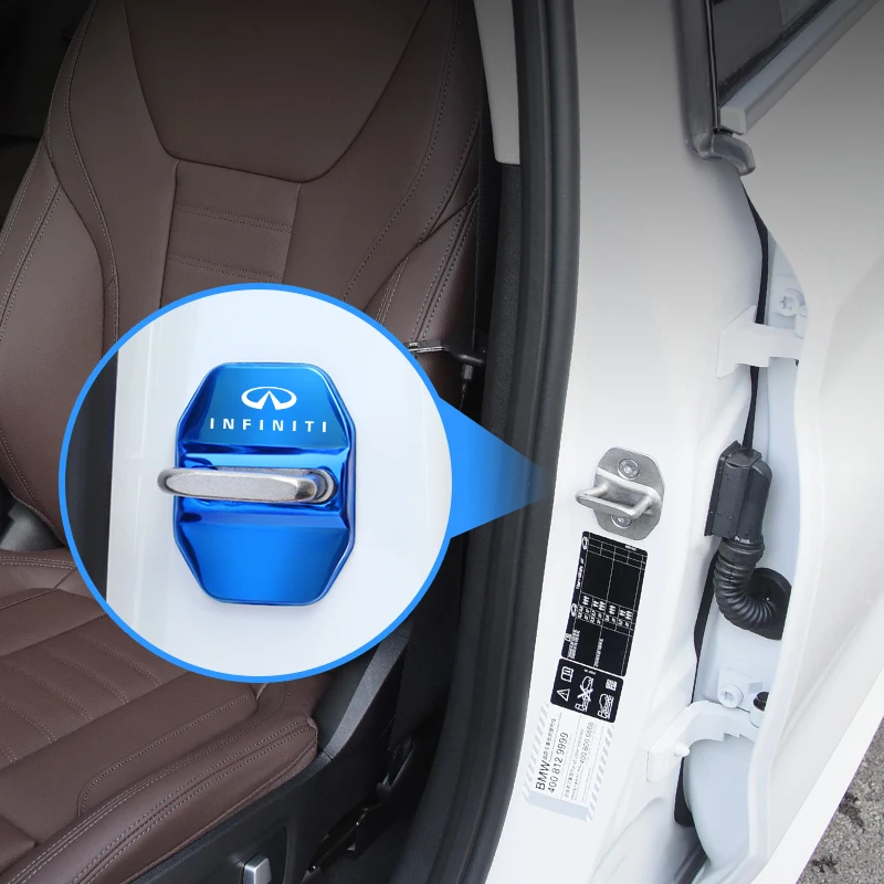 4 قطعة غطاء قفل باب السيارة الفولاذ المقاوم للصدأ حماية اكسسوارات لإنفينيتي Q50 Q50L Q60 Q70L QX30 QX50 QX60 QX70 QX80 ESQ FX35 #6