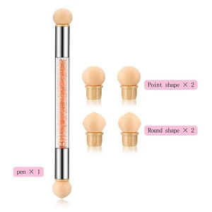 Runder Kopf scharfe Schwammköpfe Ersatz Nagelkunst Gel Polnisch Farbgradienten Blühen Pinsel Glitter Pulver Doting Manicure Tool 6 Hauptschwammverkäufe - №3