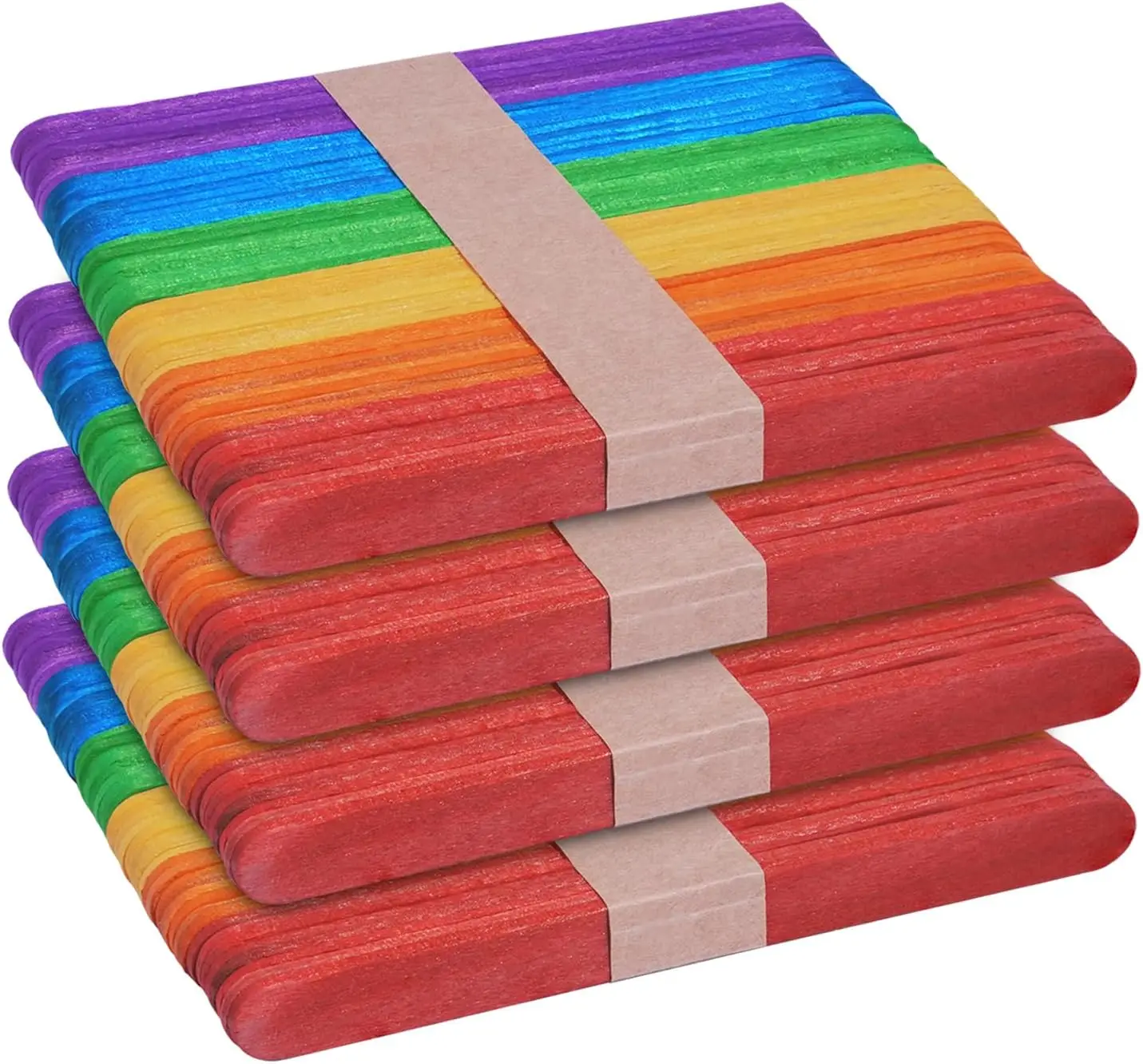 

200 Colored Wooden Craft Sticks - 4.5 inch DIY Art Supplies for Kids & Adults
