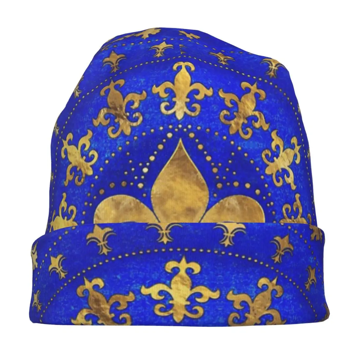 Fleur De Lis Lapis Lazuli Bonnet Hat Street Skullies Beanies Hats Lily Flower Symbol for Men Women Spring Thermal Elastic Cap