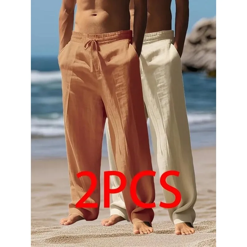 

Men's Breathable Linen Pants Cotton Linen Men's Long Trousers Casual Pants Neutral Style Other Material 100% Spring Season
