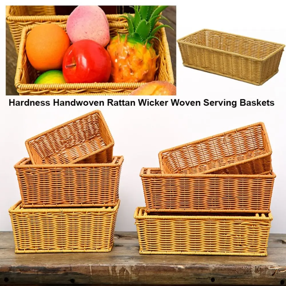 

Твердость плетеных корзин из ротанга, разноцветные корзины ручной работы для сервировки ресторана, настольная витрина, 10 стилей, корзина из ротанга