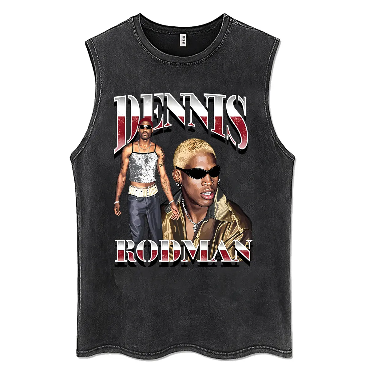 Hot Sale The Worm Dennis Rodman Vintage Washed Tank Tops Men Women Fashion Oversized Vest T Shirt Male Retro Rock Cotton T-shirt