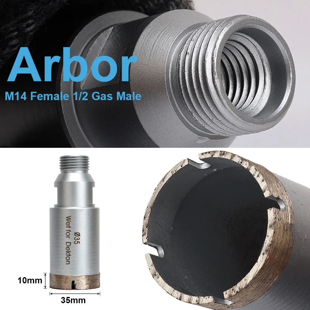 Panfreet Cnc Diamond Core Bits 35mm Stone Core Bits With M14 female & 1/2 Gas Arbor Wet For Porcelain Tile,Dekton and Neolith