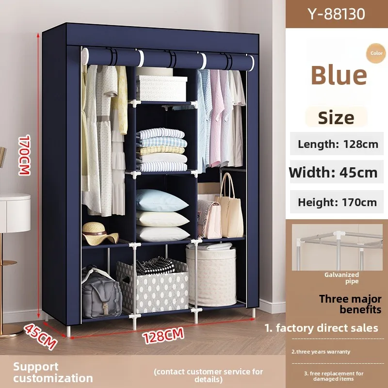 

Multifunctional assembly non-woven wardrobe large-capacity simple wardrobe, steel frame folding wardrobe reinforcement Durable