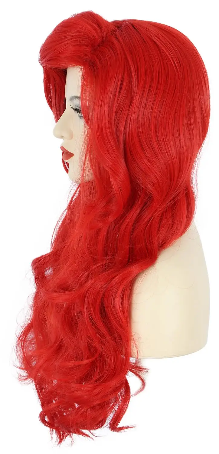Donne lunghe parrucche rosse ondulate Halloween Cosplay Party Costume Cos Ariel parrucca capelli sintetici