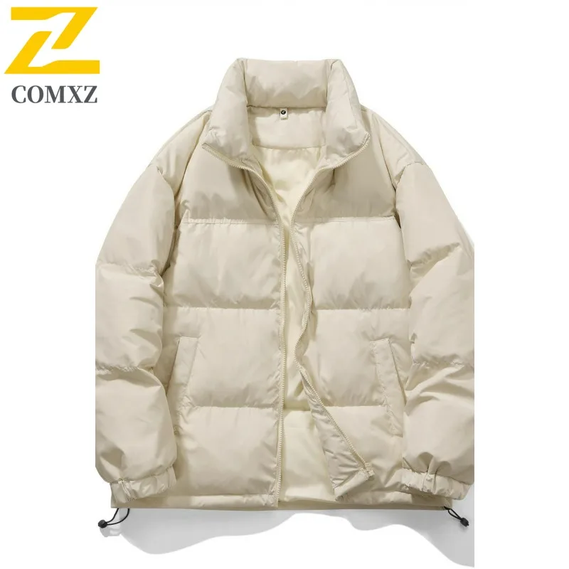 COMXZ Winter Down Jacket Men 2025 Short Korean Style Stand Collar Lightweight Parker Trendy Couple New Thickened Puffer Coat