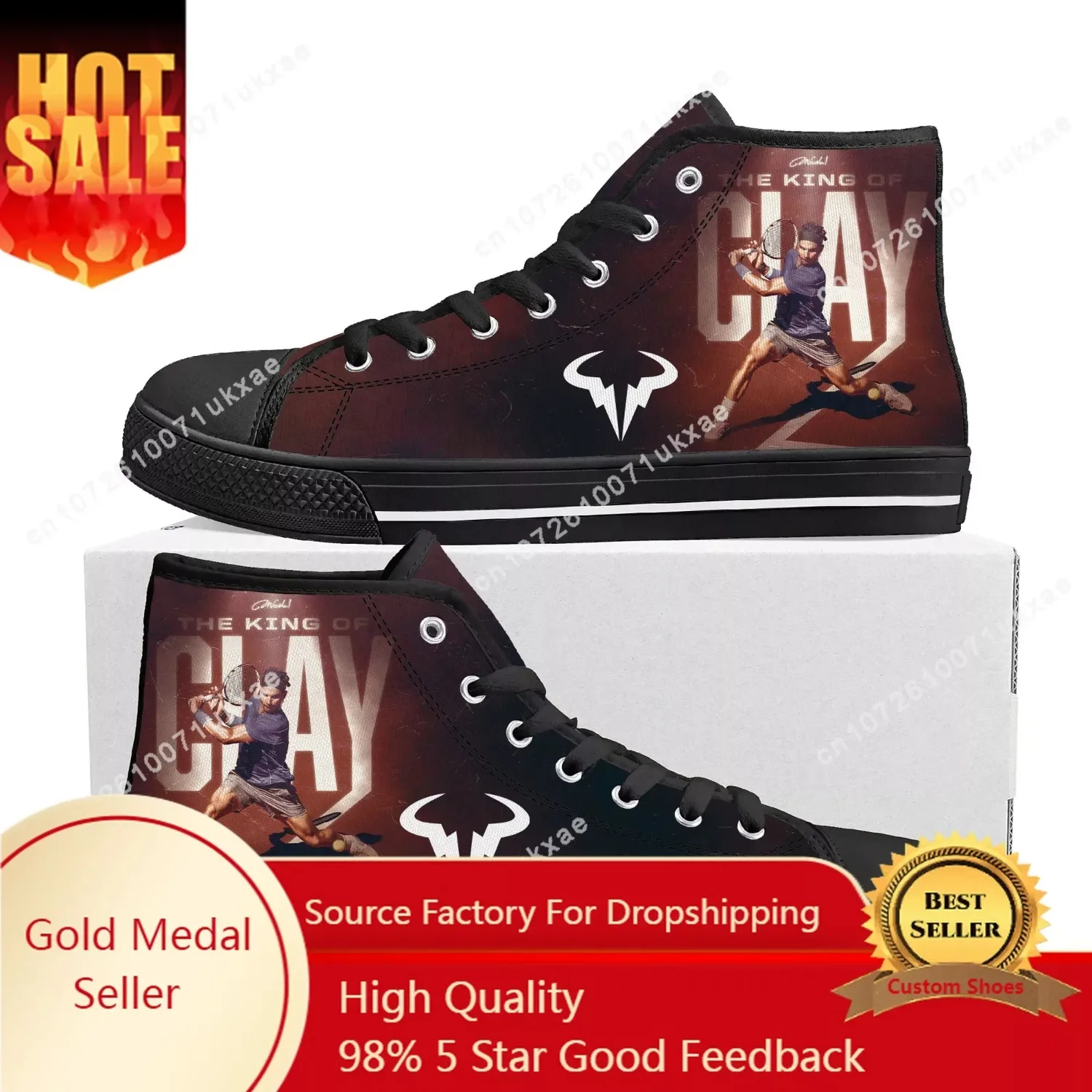 

Rafael Nadal Tennis Player High Top Sneakers Mens Womens Teenager Canvas Sneaker Casual Custom Made Shoes Customize Shoe