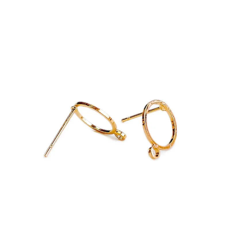 Gold Silver Color Plated Hollow-carved Earring Setting Round Cabochon Base Eardrop Accessories Copper Material DIY Craft 20pcs
