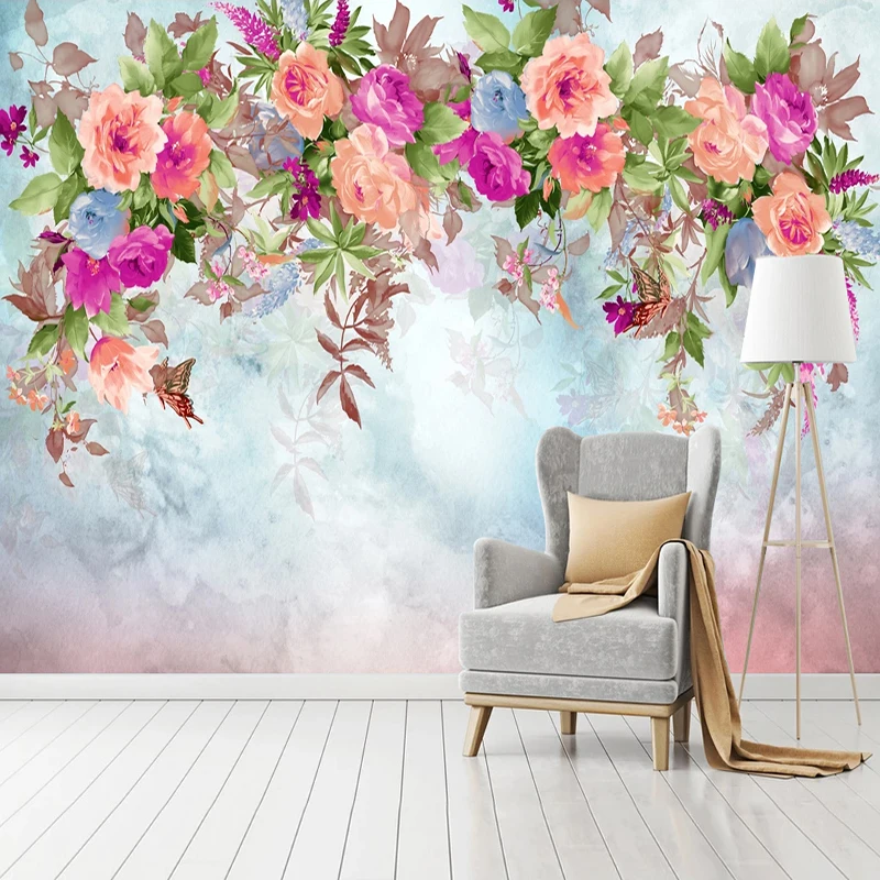 

Custom 3D Photo Wallpaper Flowers Mural Papel De Parede Home Decor Pastoral Living Room Bedroom Non-woven Embossed Wallpaper Art