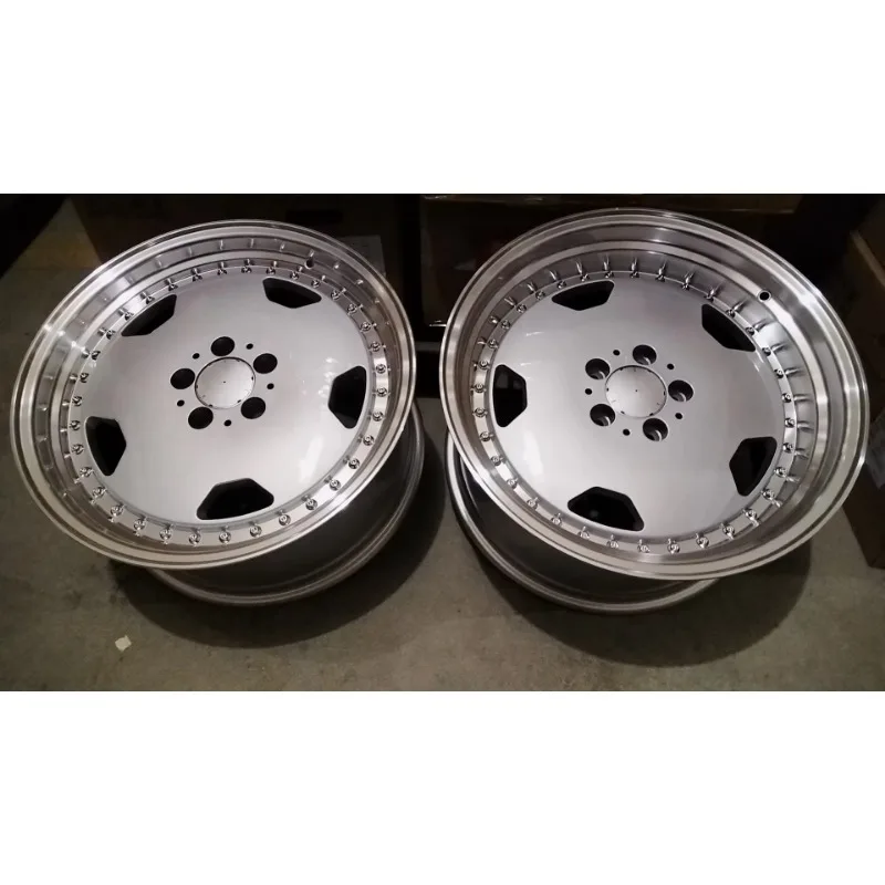 aluminum alloy casting 18 inch 5x112 deep disc star silver machine lip chrome super rivet wheel