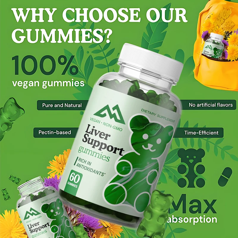 

Liver cleansing,detoxification,and repair gummies contain milk thistle,chicory, and turmeric.Burdock and dandelion root extracts