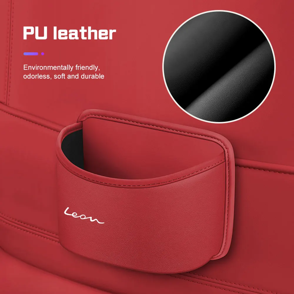 Leather Multifunction Car Seat Back Organizer Box Clip of Leon Logo 5F Mk3 MK2 Auto Door Side Storage Box Cup Holder Accessories