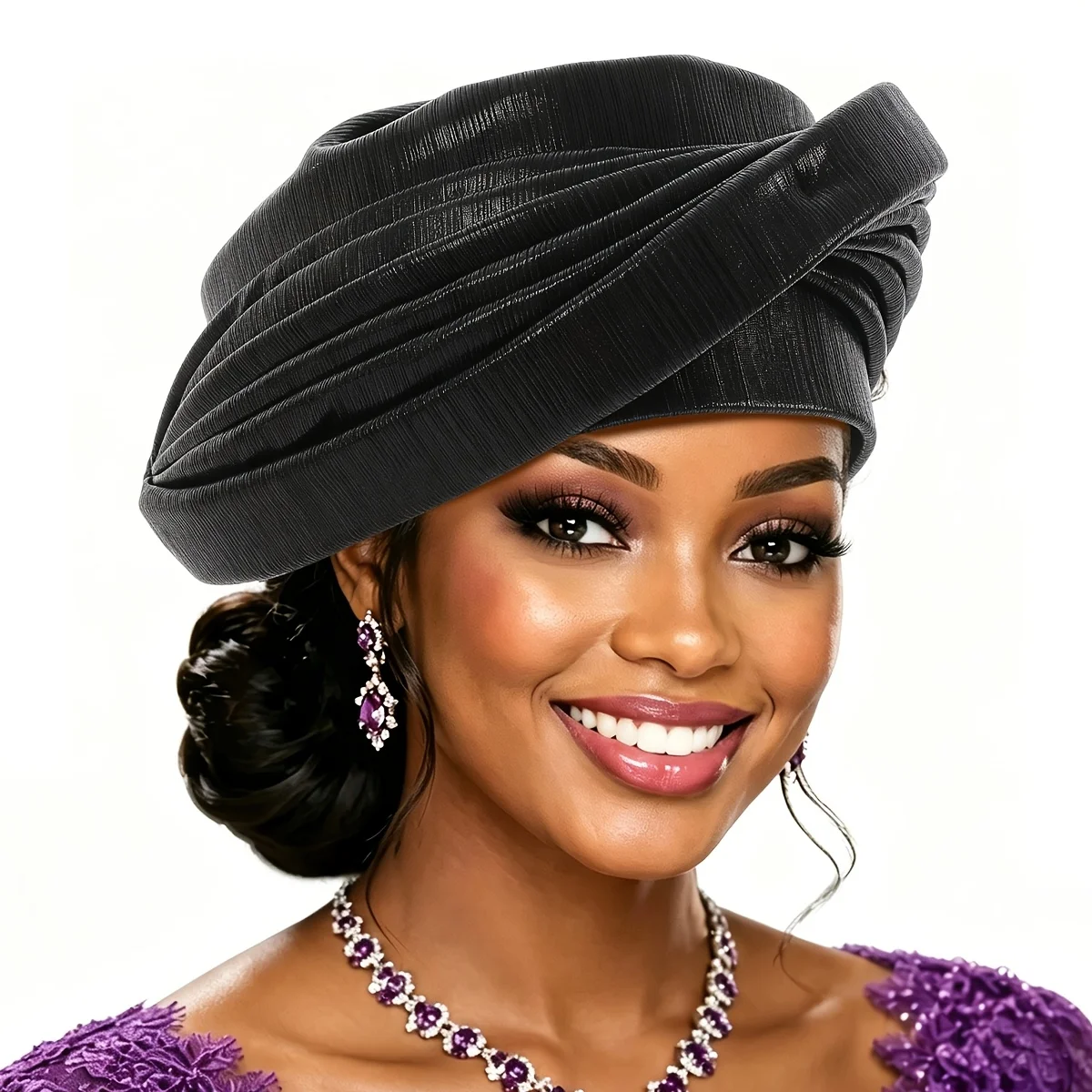 WomensGeleHeadscarf,AutomaticBraiding,Ready to Wear, Various Colors,Elegant Headwear for Church, Weddings,Parties&DailyWear