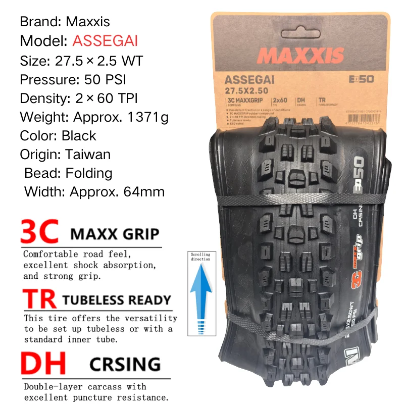 Maxxis ASSEGAI 27,5 29X2,5 Zoll Downhill Folding Vacuum Pannensicher ist ein hochfester Quick Drop-Reifen von Maxxis – Detail 14