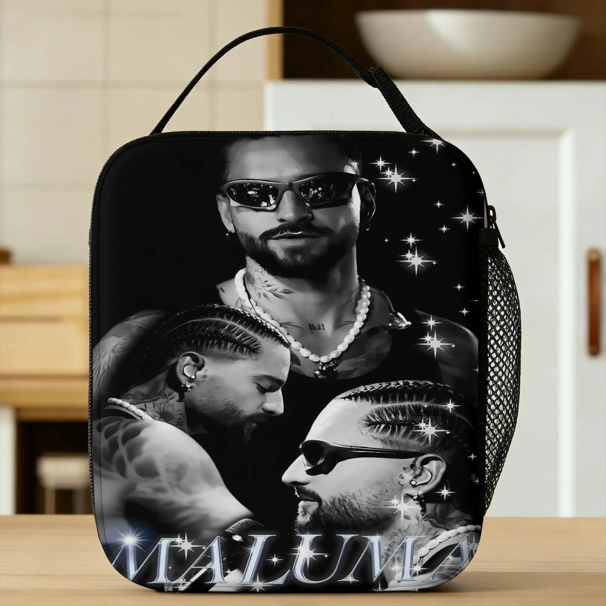 Maluma Rapper Lunch Bag  Office Lunch Box For Child Fun Print Thermal Tote Handbags Oxford Portable Zipper Cooler Bag