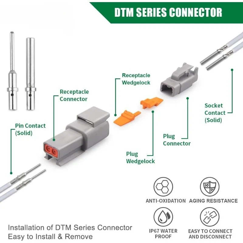 مجموعة أدوات تجعيد موصل ST6360 Deutsch DTM، أداة تجعيد ألمانية وموصلات 2 3 4 6 8 12 دبوس مع اتصال صلب، مقاس 2