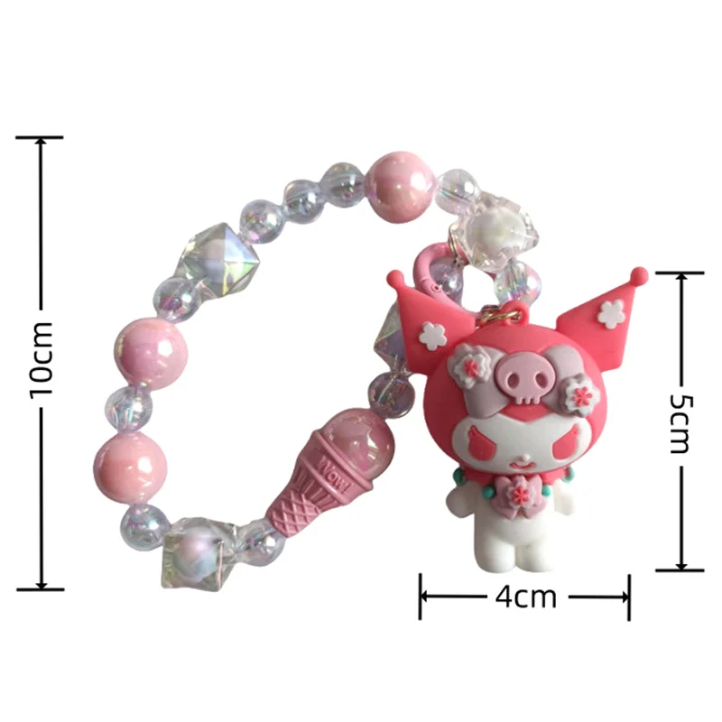 Cartoon Sanrio pop sleutelhanger hanger kralen mobiele telefoon anti-verlies lanyard voor vrouwen meisjes creatieve telefoon korte polsband