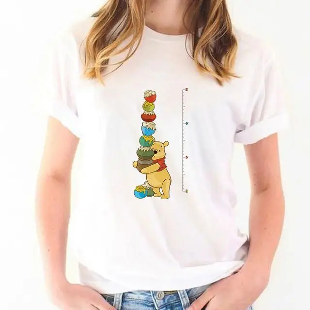 

Свободная и удобная хлопковая футболка с изображением Винни-Пуха Диснея для отдыха для мужчин и женщин с сердечками и короткими рукавами