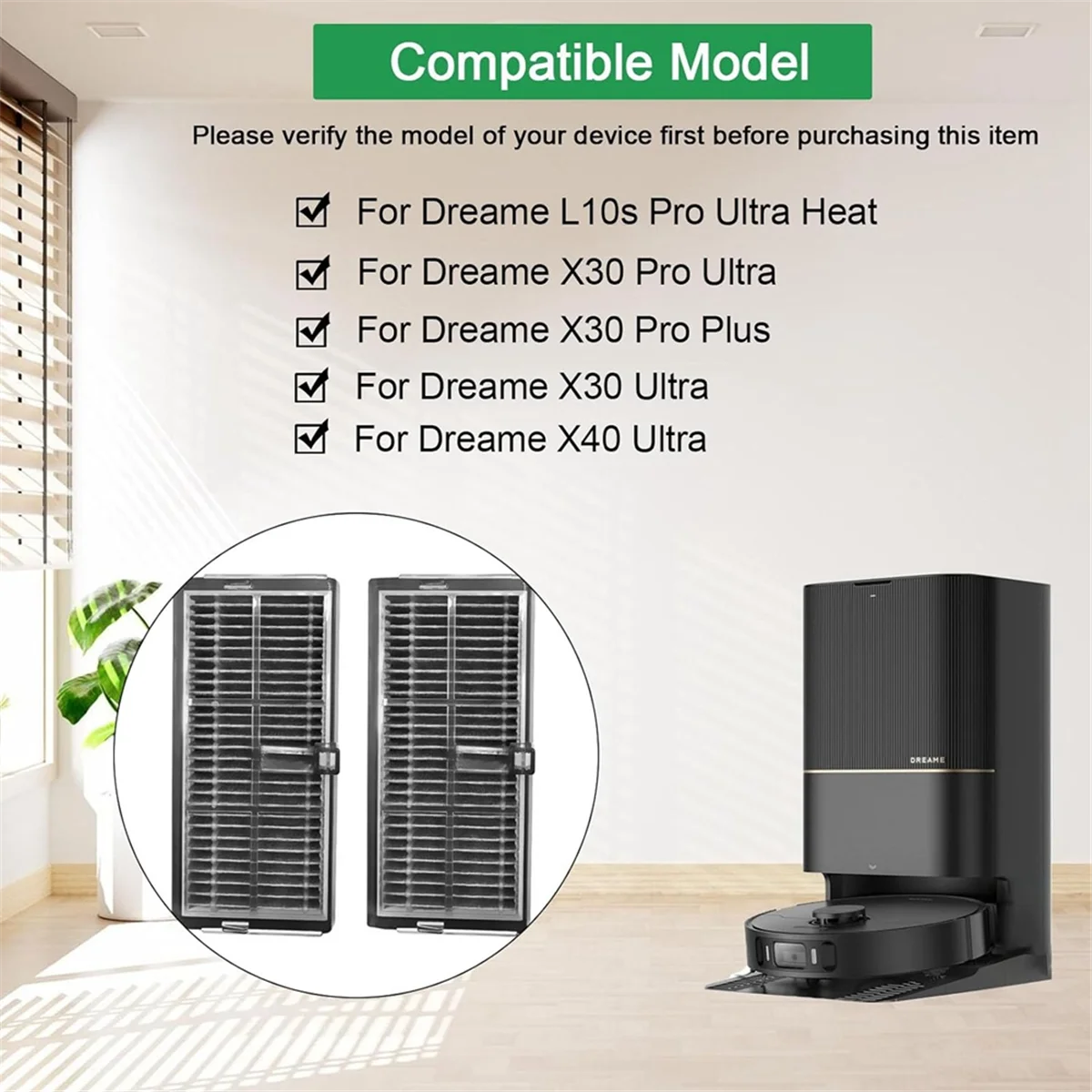 แผ่นกรอง Hepa สําหรับ Dreame L10s Pro Ultra Heat / X40 Ultra / X30 Ultra / X30 Pro Plus/ X30 Pro Ultra เครื่องดูดฝุ่นหุ่นยนต์