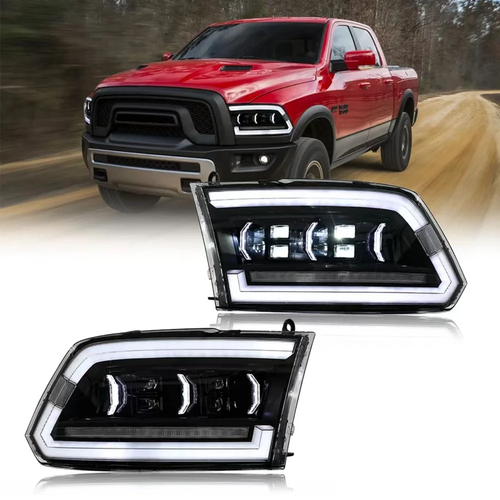 

2 шт. светодиодные фары для 2009-2018 Dodge RAM 1500 RAM 2500 RAM 3500 фары светодиодные DRL последовательный поворот автомобиля в сборе