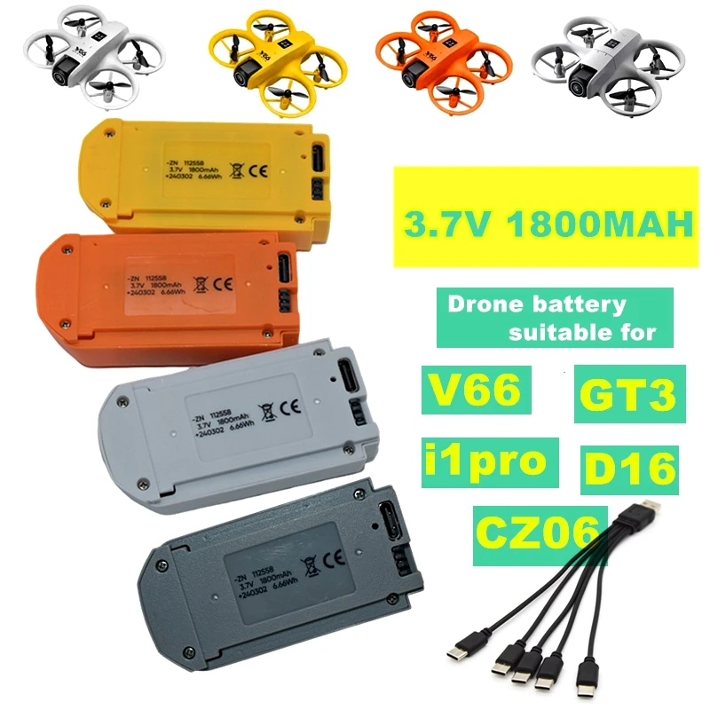 V66/GT3/CZ06/i1 Pro Dron بطارية 3.7 فولت 1800 مللي أمبير بطارية ل i1 برو أجهزة الاستقبال عن بعد استبدال البطارية CZ06 أجزاء مع شاحن USB