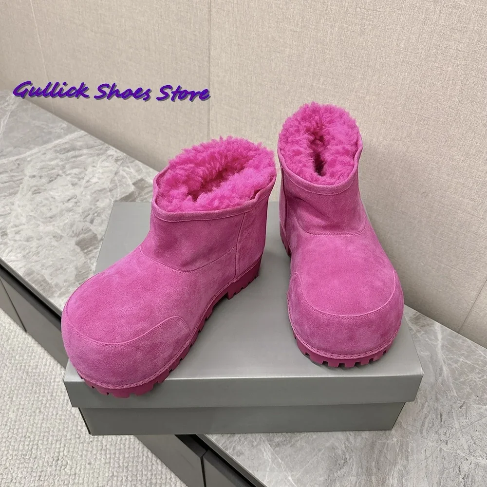 

Женские зимние ботинки, ботинки на толстом каблуке с большим круглым носком, мужские короткие модные ботинки без шнуровки для пар, теплая удобная осенне-зимняя обувь 2025 г.