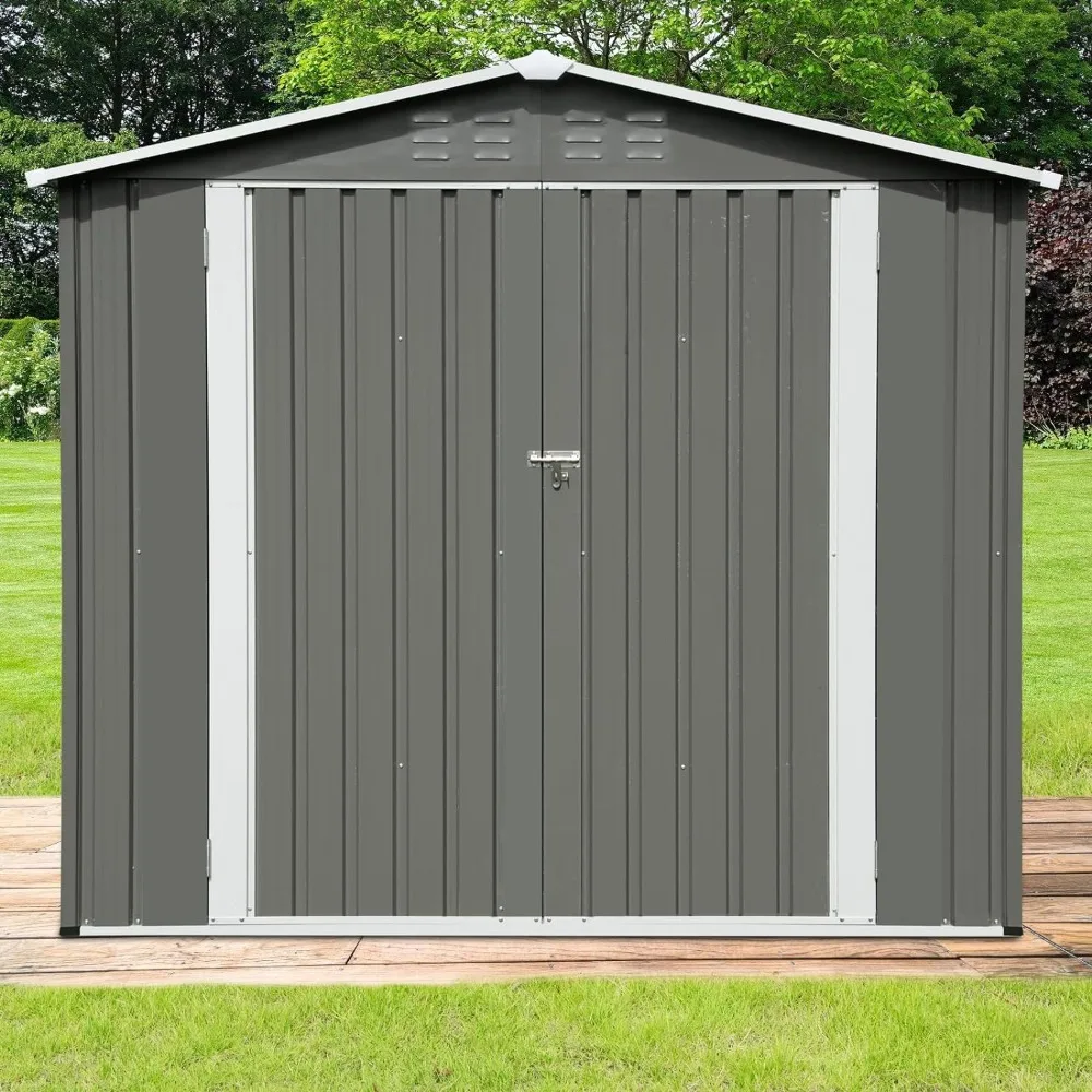 

7X4.2FT Outdoor Storage Shed with Lockable Door, Heavy Duty Metal Storage Shed Garden Tool House, Outdoor Storage Shed