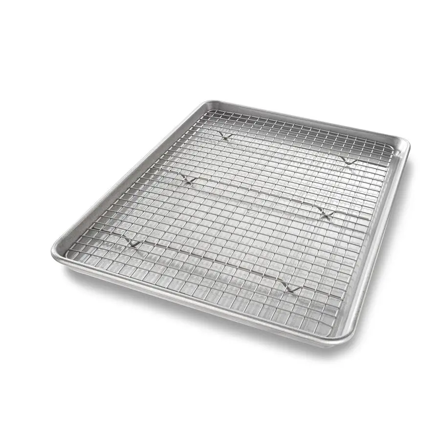 

Bakeware Half Sheet Baking Pan and Bakeable Nonstick and Cooling Rack Set, Metal