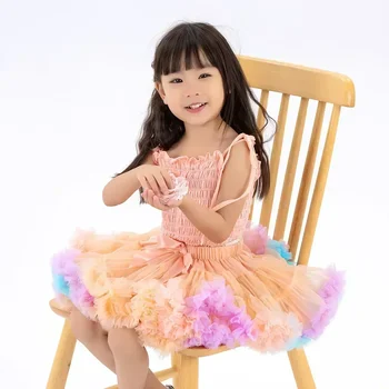 Girls Fluffy Tulle Tutu Skirt 2 Girls Tutu Skirts Black Fluffy Toddler Tulle Princess Ball Gown Pettiskirt Ballet Party Dance Rainbow Tulle Skirts Girls Clothes 2