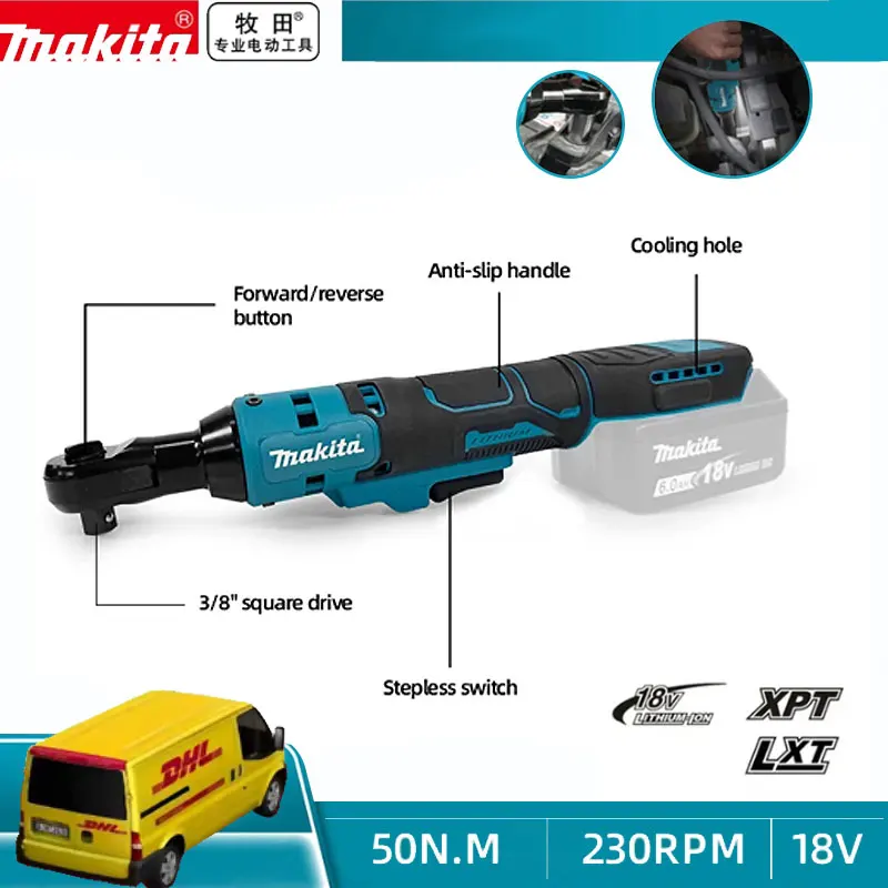 

Ratchet right angle wrench brushless cordless driver multifunctional variable speed power wrench LED Makita 18V electric tool