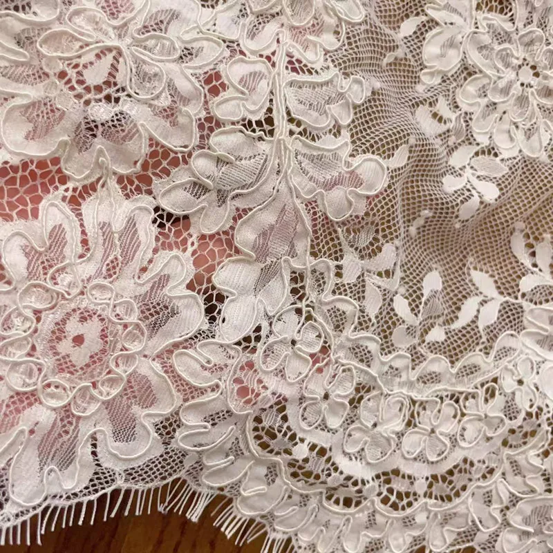 25-38 cm breit. Neue hochwertige dreidimensionale beige Bordürenspitze, handgefertigte DIY-Hochzeitskleid-Accessoires RS4540 – Detail 3