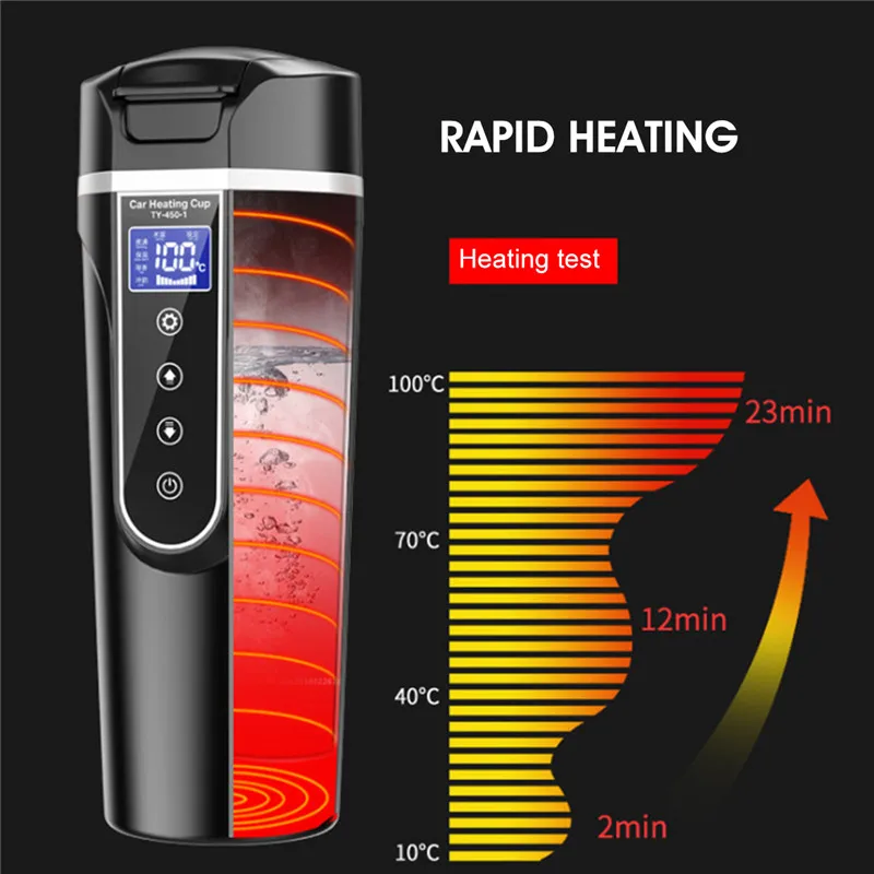 Smart Touch Car Thermos Bottle Digital Display Insulated Cup Porable Vacuum Flask Travel Heating Water Coffee Bottle Mug Cups