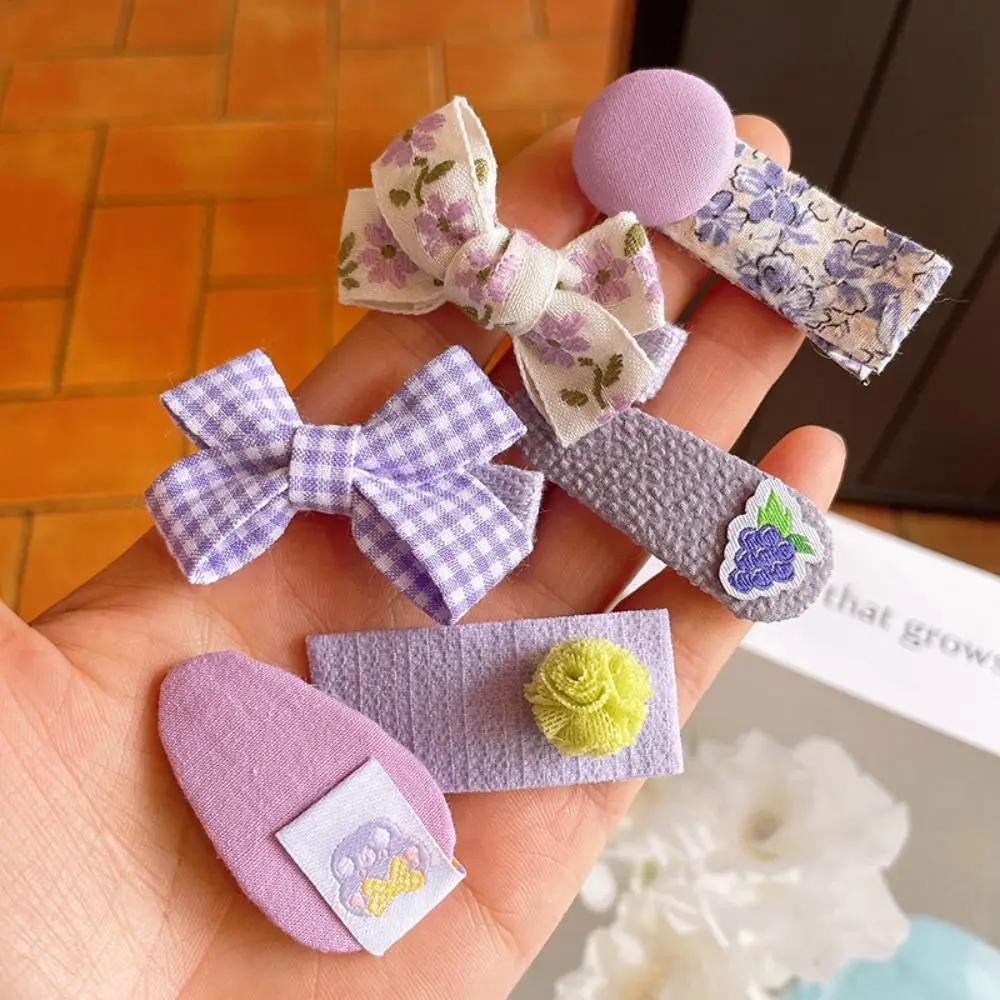 Spring Purple Series Hair Clip Children Sweet Hair Wear Hairpin Floral Hair Hoop Cute Girls BB Clip Baby Hair Accessions